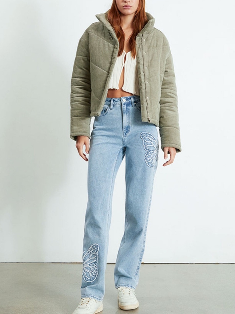 PacSun Light Blue Boyfriend Jeans with Butterfly Appliqué